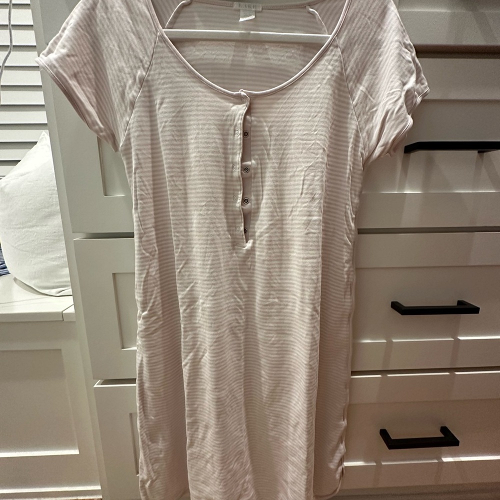 LAKE Pajamas Pima Maternity Nightgown in English Rose Stripe Size Small